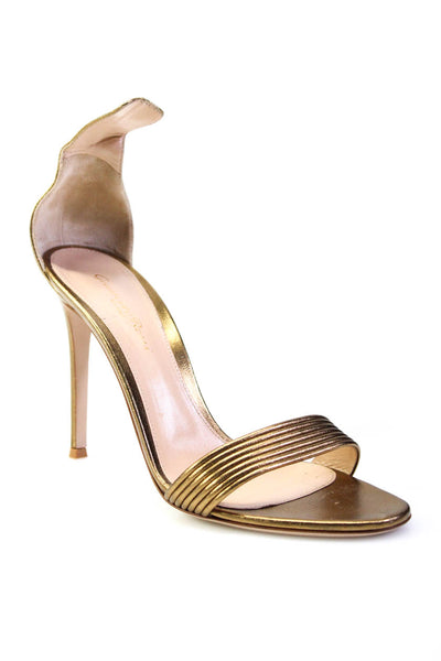 Gianvito Rossi Womens Stiletto Metallic Ankle Strap Sandals Brown Size 39