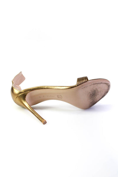 Gianvito Rossi Womens Stiletto Metallic Ankle Strap Sandals Brown Size 39
