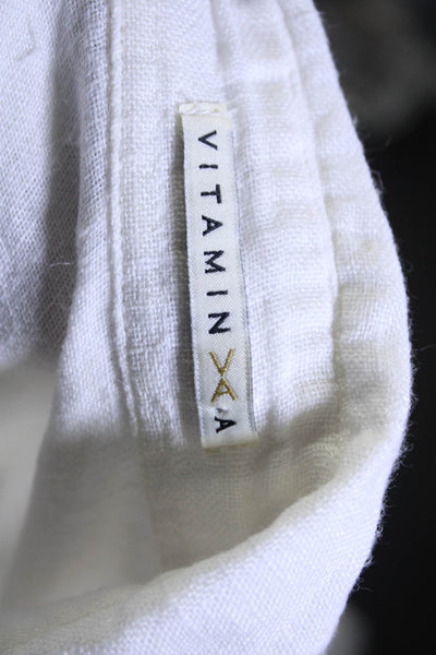 Vitamin A Women's Collar Long Sleeves Button Down Shirt White Size S