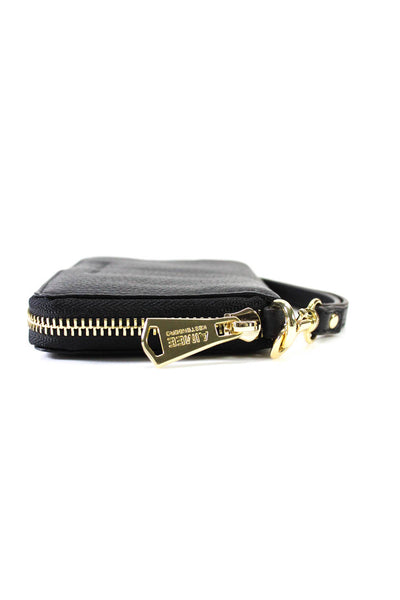 Aimee Kestenberg Womens Leather Zipped Textured Card Wristlet Wallet Black