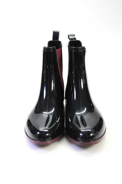 Henry Ferrera Womens Colorblock Elastic Round Toe Ankle Rainboots Black Size 6
