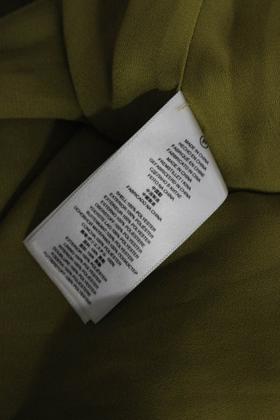 Michael Michael Kors Womens Feather Print Elastic Waist A-Line Dress Green L