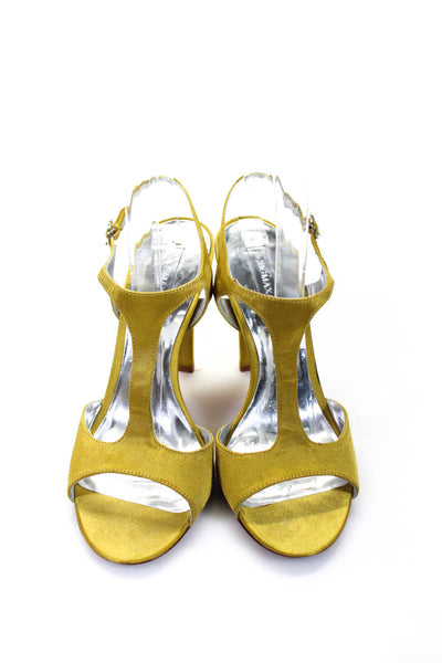 BCBGMAXAZRIA Womens Yellow Open Toe Ankle Strap High Heels Sandals Shoes Size 7B