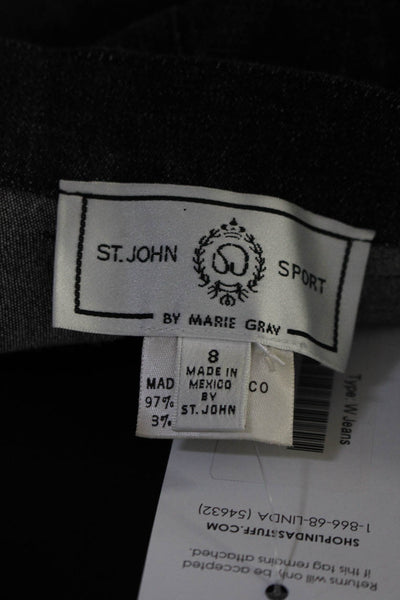 St. John Sport By Marie Gray Womens Cotton Straight Leg Pants Charcoal Size 8