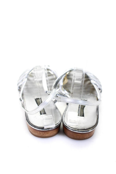 Jack Rogers Anne Klein Womens Jeweled Slide On Flat Sandals Silver Size 8M Lot 2