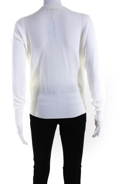 L'Agence Women's Long Sleeve V Neck Wrap Knit Top White Size XS