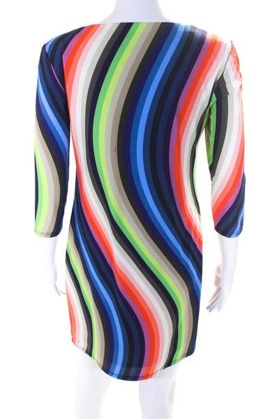 Trina Turk Women's Striped 3/4 Sleeve Keyhole Shift Dress Multicolor Size 2