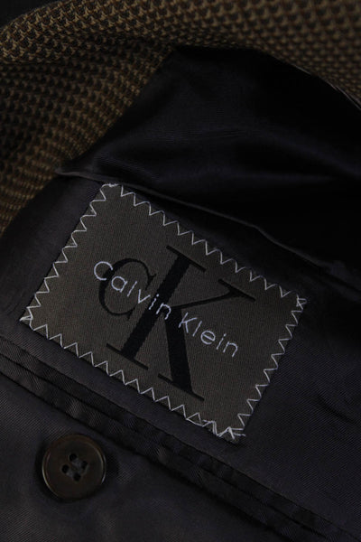 CK Calvin Klein Mens Wool Textured Long Sleeve Two Button Blazer Brown Size 39R