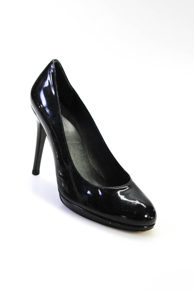 Stuart Weitzman Womens Patent Leather Round Toe Stiletto Heels Black Size 8.5M