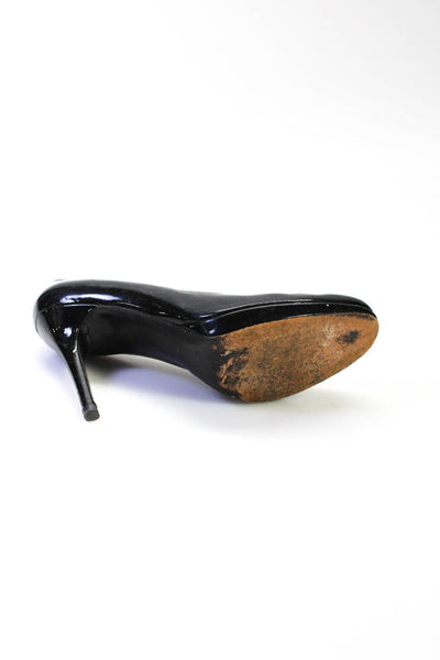 Stuart Weitzman Womens Patent Leather Round Toe Stiletto Heels Black Size 8.5M