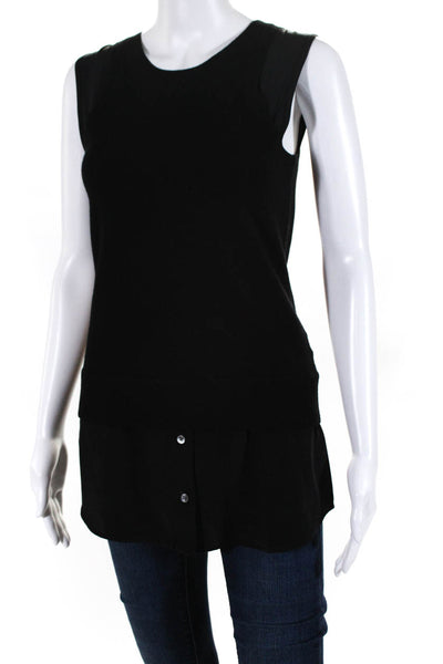KaufmanFranco Women's Scoop Neck Sleeveless Tunic Vest Blouse Black Size XS