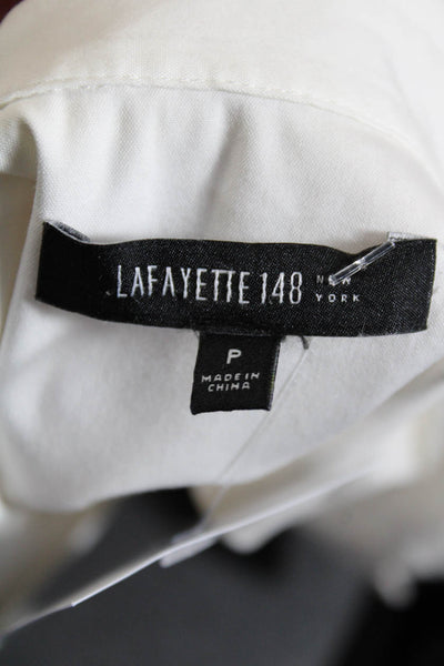 Lafayette 148 New York Women's Collar Sleeveless Button Down Blouse White Size P