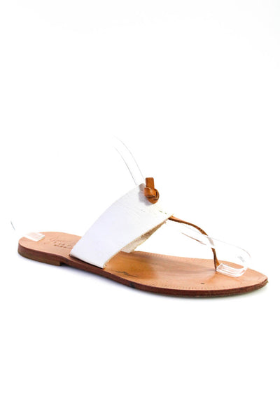 Joie Women's Leather Open Toe Thong Sandals White Size 9