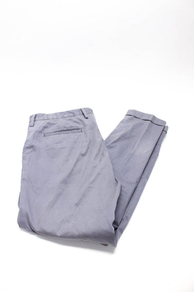 Paul Smith Mens Solid Gray Cotton Flat Front Straight Leg Pants Size 34