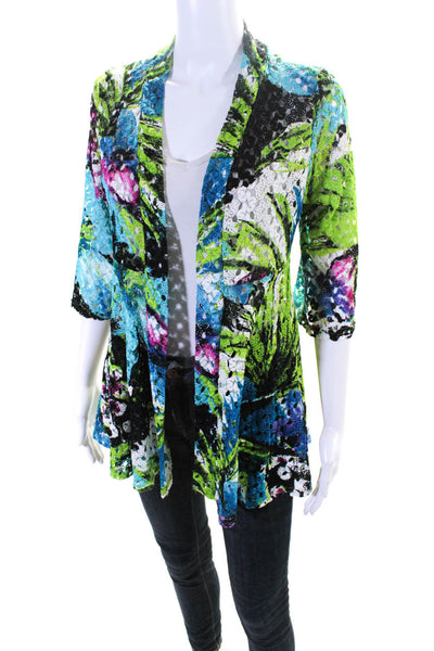 Joseph Ribkoff  Womens Lace 3/4 Sleeve Open Front Cardigan Multicolor Size 8