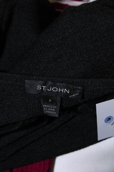 St. John Womens Wool Knit Boat Neck Sleeveless Cropped Tank Top Black Size S
