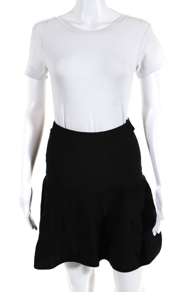 Intermix Women's Ribbed High Waist Flared Skirt Black Size S