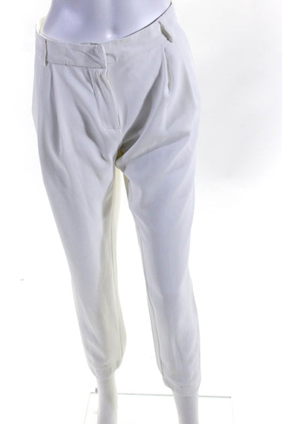 Parker Women's Mid Rise Tapered Ankle Flat Front Trousers White Size 6