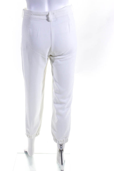 Parker Women's Mid Rise Tapered Ankle Flat Front Trousers White Size 6