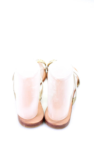 XC-XACARET Womens Leather Jeweled Slide On Flat Toe Ring Sandals White Size 38 8