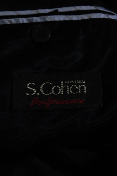S.Cohen Mens Wool Pinstripe Print Two Button Blazer Pleated Pants Suit Black 41R