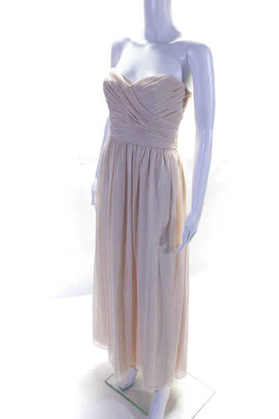 Monique Lhuillier Womens Back Zip Strapless Sweetheart Gown Pale Pink Size 6
