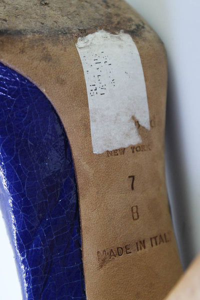 Kate Spade New York Womens Block Heel Laser Cut Pumps Blue Leather Size 7