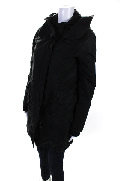 Helmut Lang Womens Long Sleeve Full Zip 3-IN-1 Hooded Puffer Coat Black Size PP