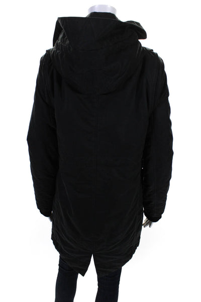 Helmut Lang Womens Long Sleeve Full Zip 3-IN-1 Hooded Puffer Coat Black Size PP