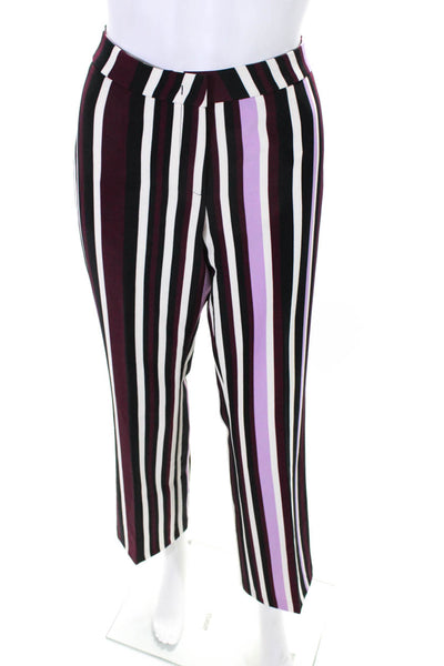 Cambio Womens Striped Mid-Rise Zip Fly Straight Leg Pants Purple Size 8