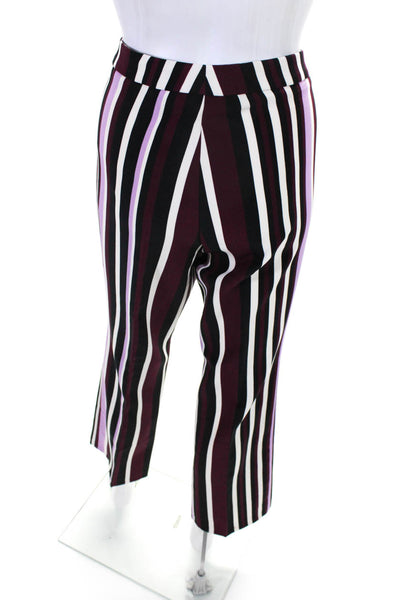 Cambio Womens Striped Mid-Rise Zip Fly Straight Leg Pants Purple Size 8