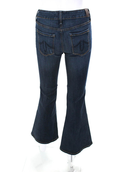 Level 99 Womens Mid Rise Dark Wash Shutter Flare Leg Jeans Blue Denim Size 25