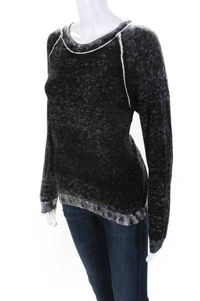 Minnie Rose Womens Pullover Scoop Neck Sweatshirt Black Grya Cotton Size Large