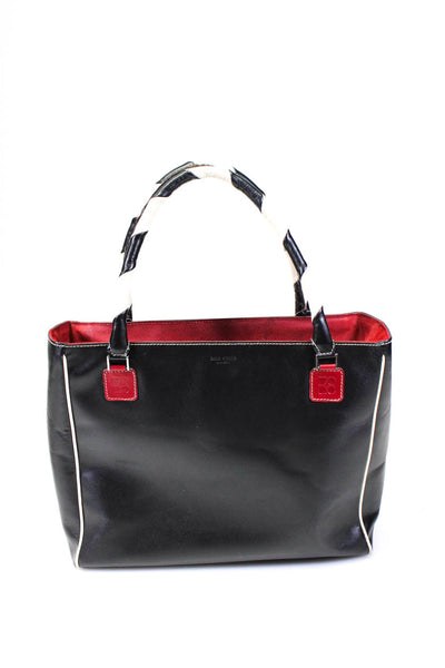 Kate Spade New York Womens Black Leather Open Top Handle Shoulder Bag Handbag