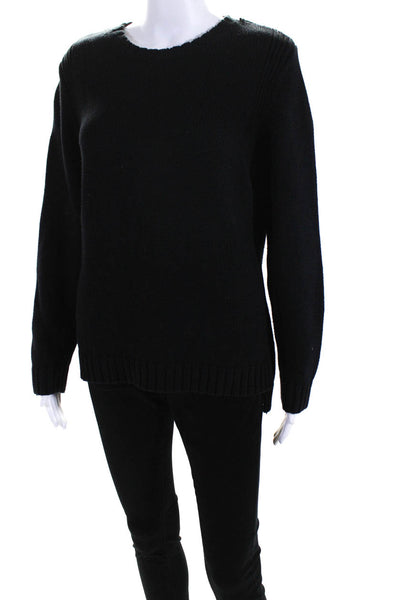 525 America Womens Cotton Ribbed Back Buttoned Textured Sweater Black Size M