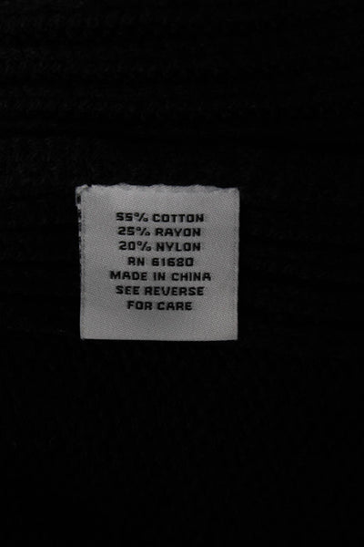 525 America Womens Cotton Ribbed Back Buttoned Textured Sweater Black Size M