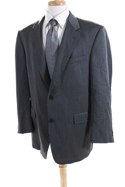 Burberry Brit Mens Wool Notched Lapel Two Button Blazer Jacket Gray Size 44R