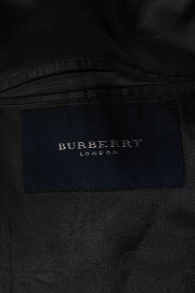 Burberry Brit Mens Wool Notched Lapel Two Button Blazer Jacket Gray Size 44R