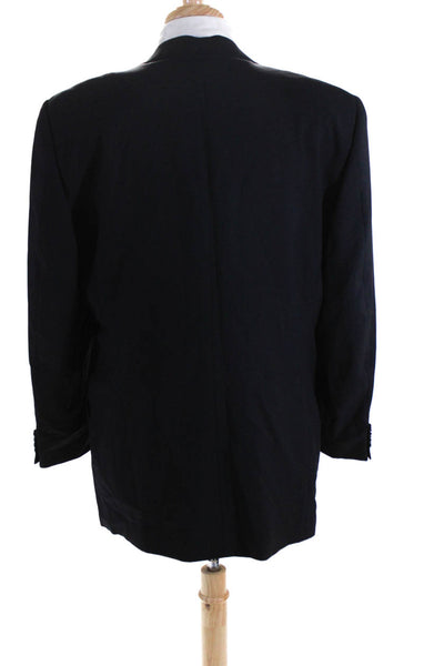 Ermenegildo Zegna Mens Wool Mini Check Print Three Button Blazer Black Size 56R