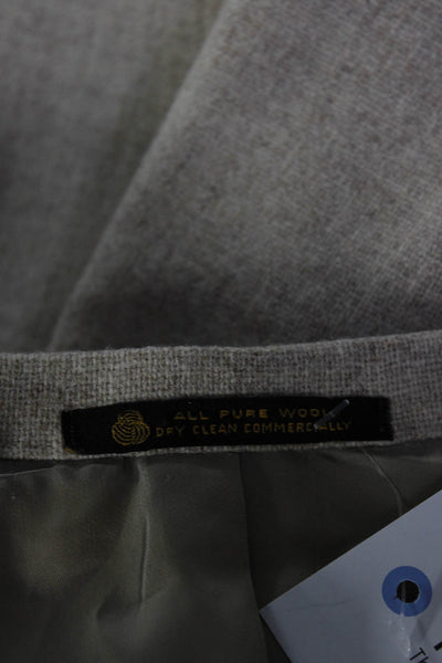 Huxton Mens Wool Woven Notched Lapel Two Button Blazer Jacket Beige Tan Size 46
