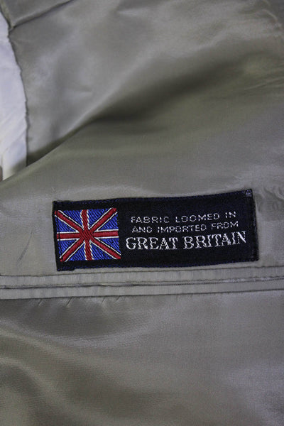 Huxton Mens Wool Woven Notched Lapel Two Button Blazer Jacket Beige Tan Size 46