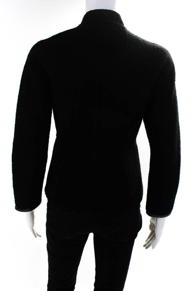 Theory Women's Round Neck Long Sleeves Full Zip Jacket Black Size 2