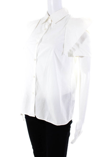 3.1 Phillip Lim Women's Collar Short Sleeves Button Down Blouse White Size 4