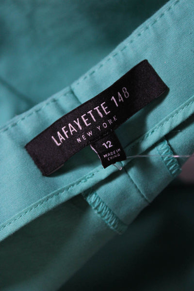 Lafayette 148 New York Womens High Rise Flat Front Slim Pants Green Size 12