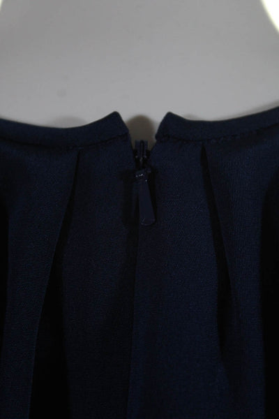 Jay Godfrey Womens Back Zip Scoop Neck Shift Dress Navy Blue Silk Size 6
