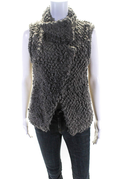 IRO Womens Catleen Chunky Knit Unlined Snap Vest Taupe Gray Size FR 36