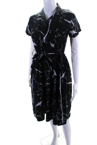 Wolf & Rita Girls Cotton Abstract Print Short Sleeve Button Up Dress Black 14
