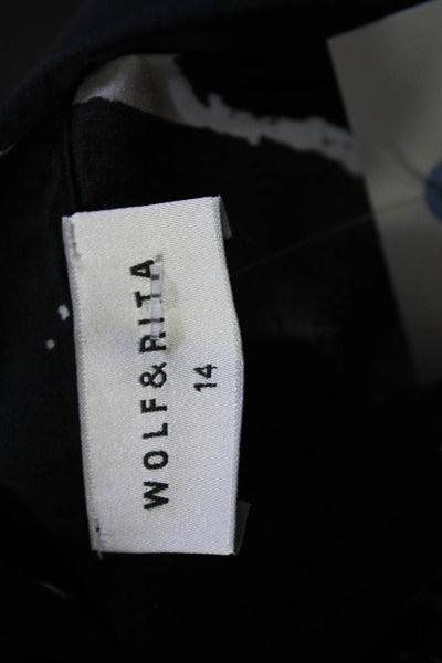 Wolf & Rita Girls Cotton Abstract Print Short Sleeve Button Up Dress Black 14