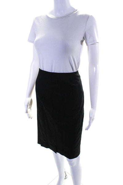 Akris Punto Womens Wool Lined Split Hem Zip Up Knee Length Skirt Black Size 10
