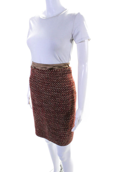 Vera Wang Lavender Label Womens Wool Woven Back Split Pencil Skirt Red Size 8